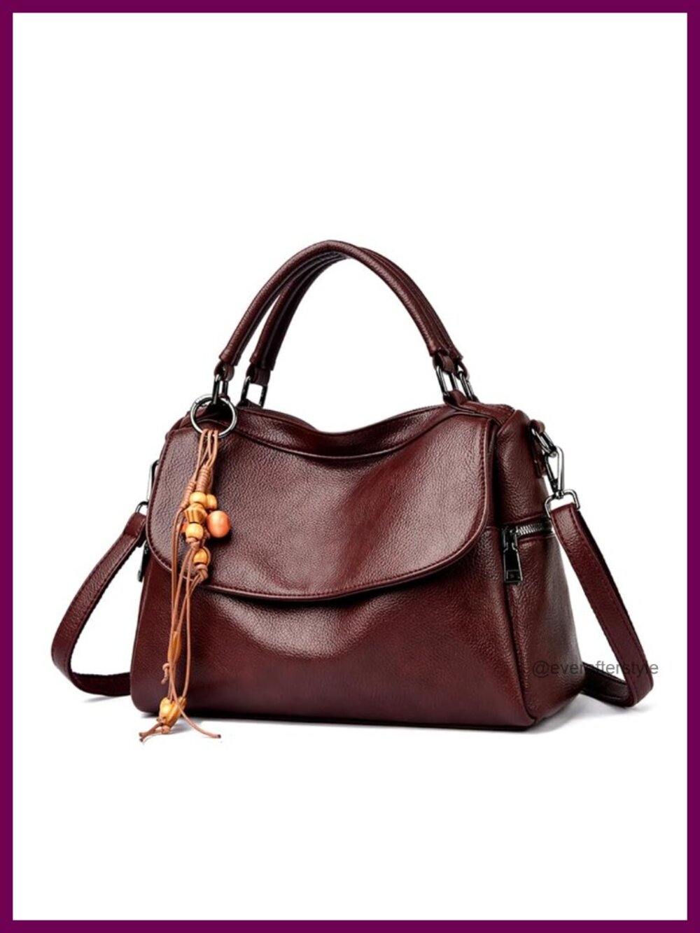 Vegan Leather Satchel Handbag Crossbody Women Purse